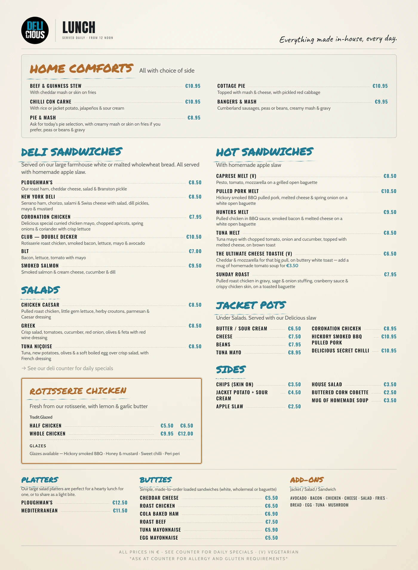Delicious Lunch menu (English front) — print design