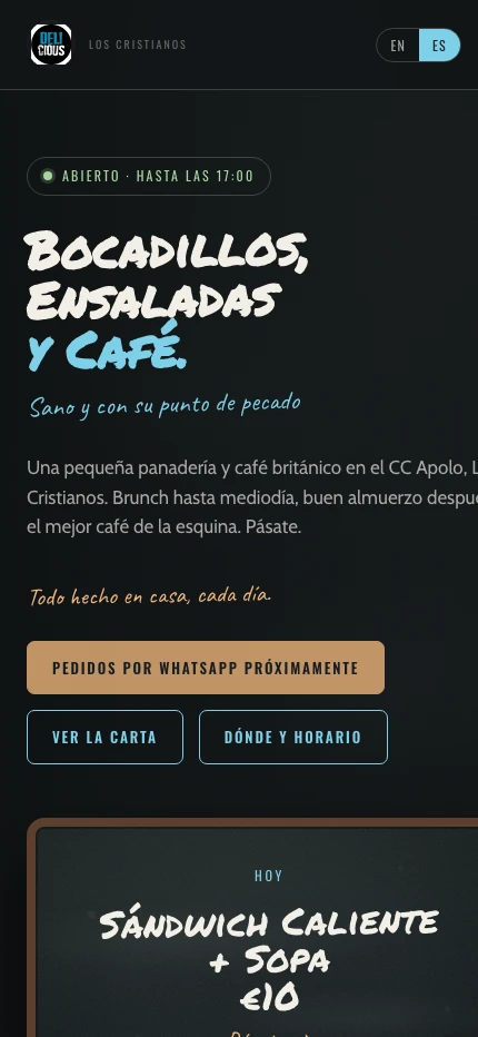 Sitio web de Delicious — portada en español